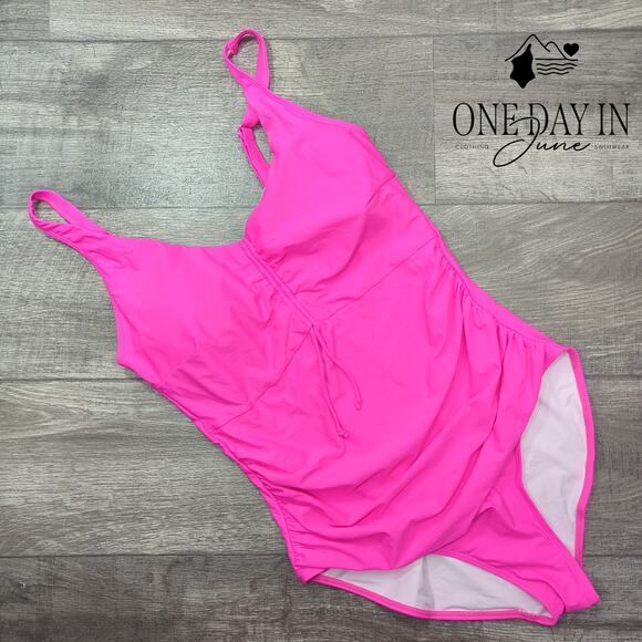 B2Prity Ruched Front One Piece Swimdress Swimsuit Size XL - Picture 1 of 5